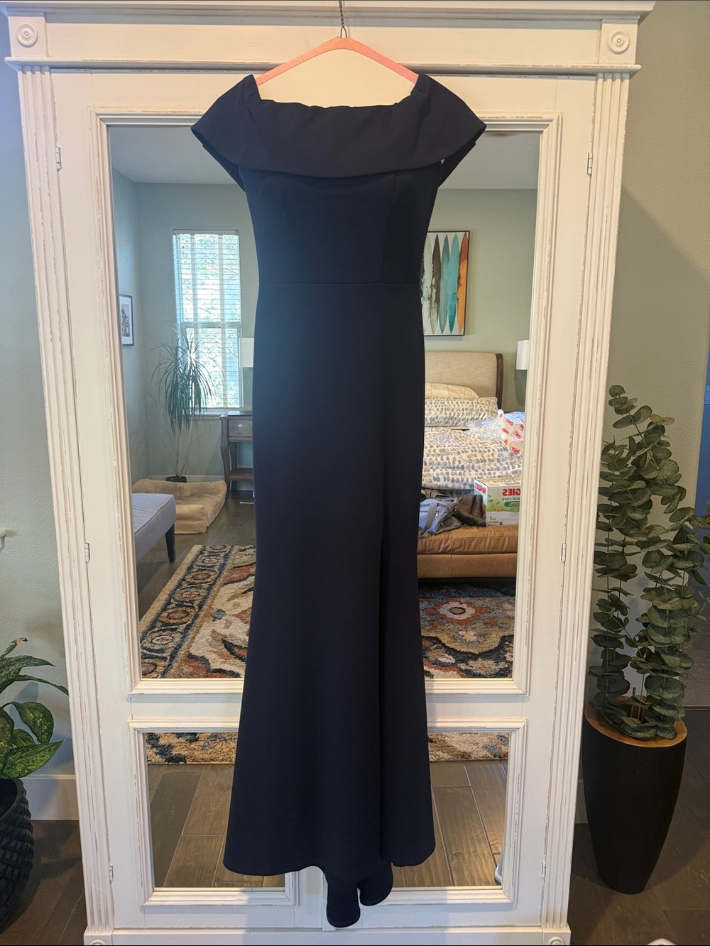 BHLDN Navy Off-Shoulder Maxi Dress
